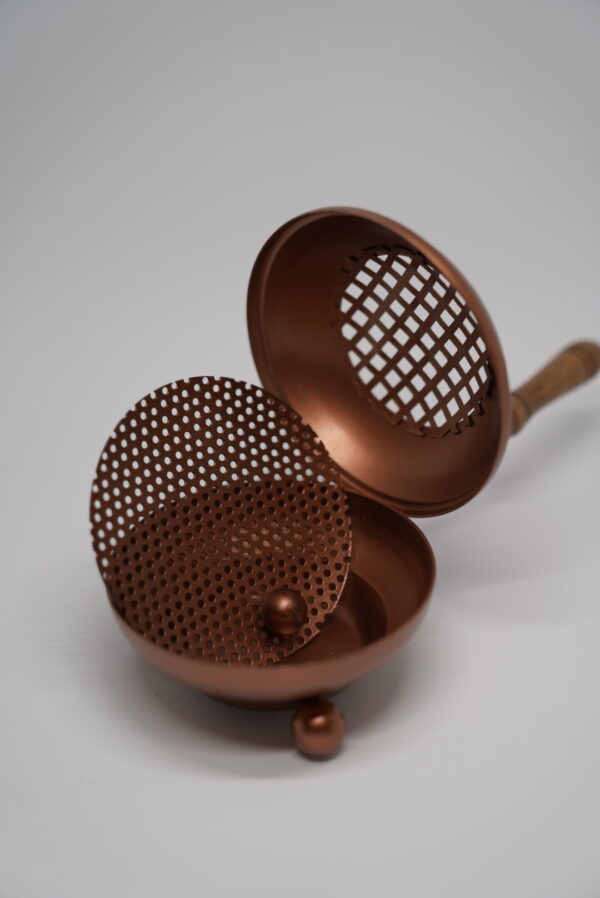 Räucherpfanne aus Eisen – Kupferdesign mit Holzgriff KENADASH – Bild 2