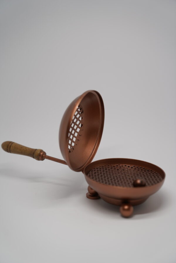 Räucherpfanne aus Eisen – Kupferdesign mit Holzgriff KENADASH – Bild 3