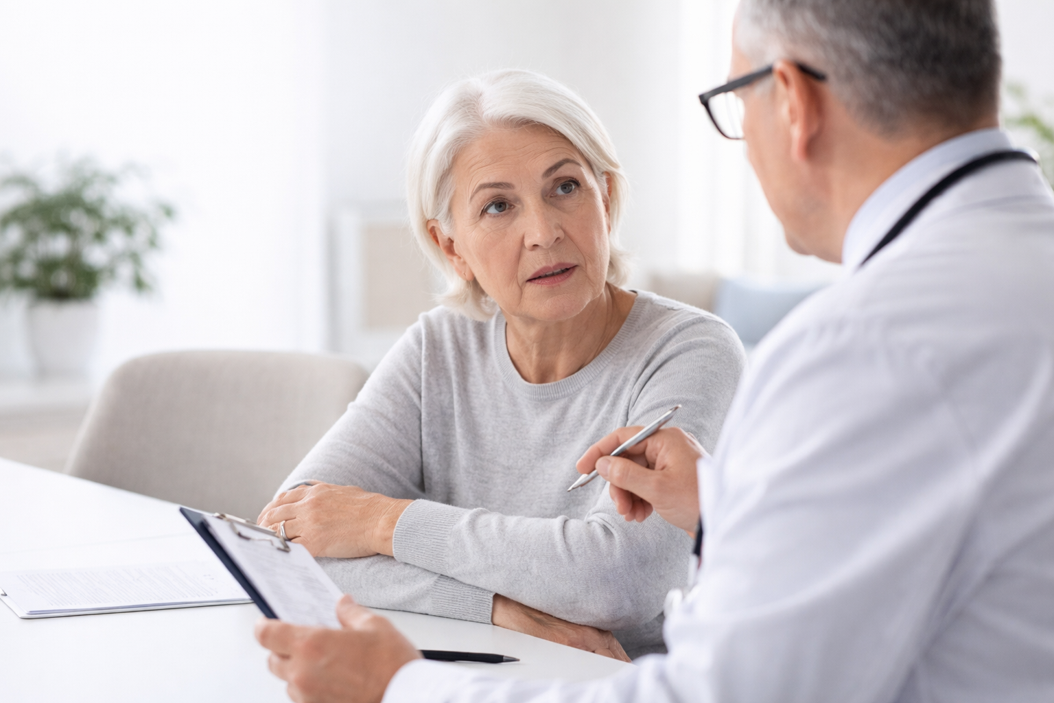 Ärztliches Gespräch in einer modernen Praxis