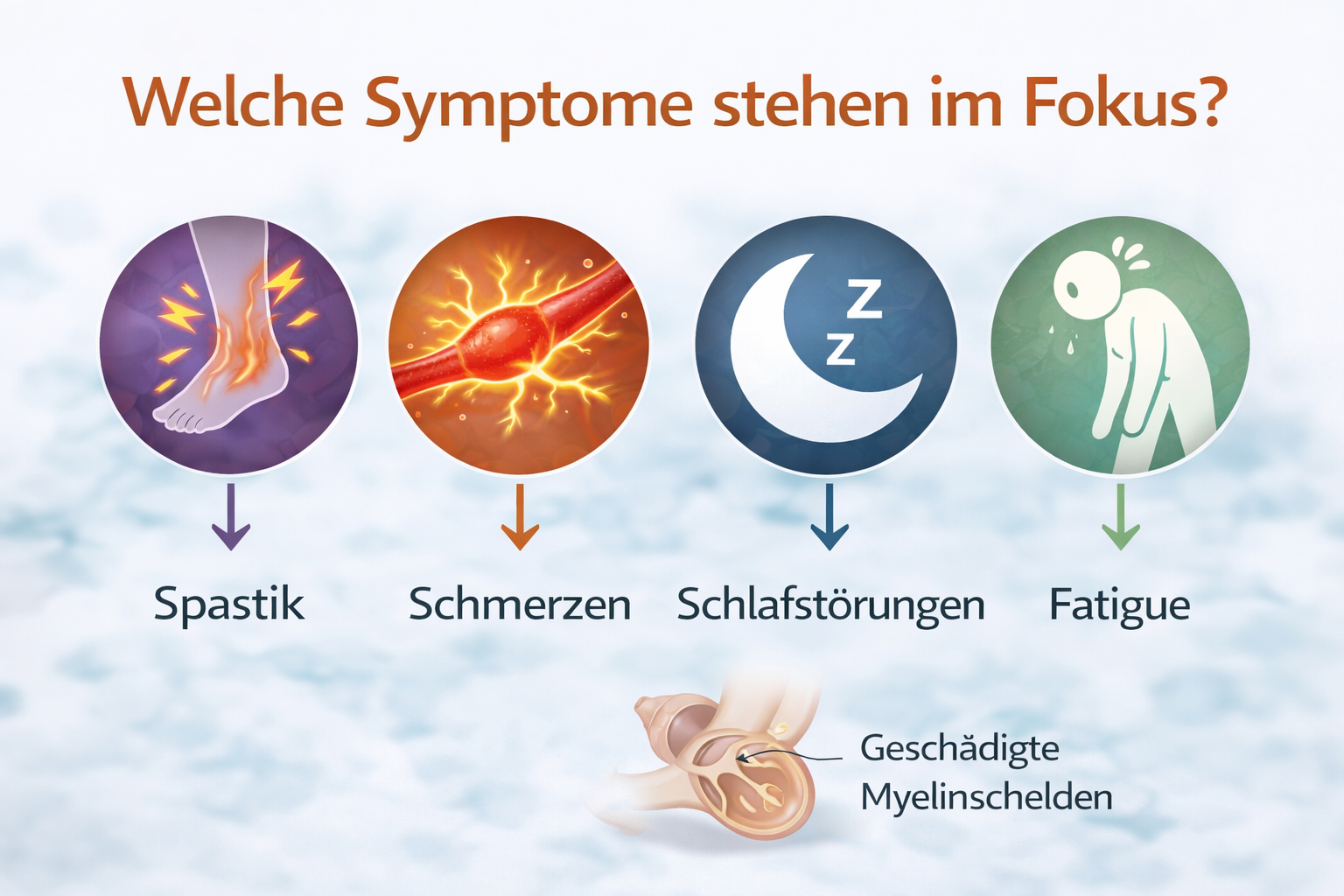 Illustrierte Liste der häufigsten MS Symptome