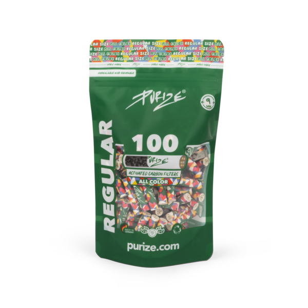 PURIZE Regular Size Aktivkohlefilter 9 mm – All Color (100 Stk.)